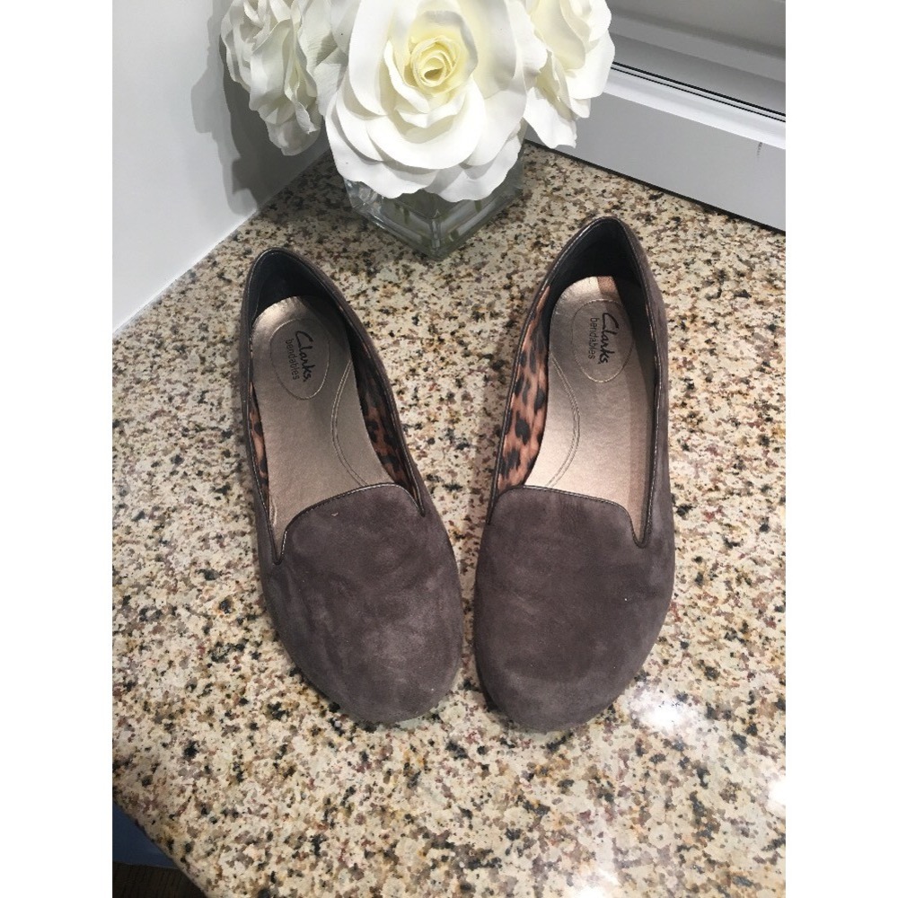 Clarks Bendables Women's Gray Suede Driving Loafers Flats Shoes 10 M